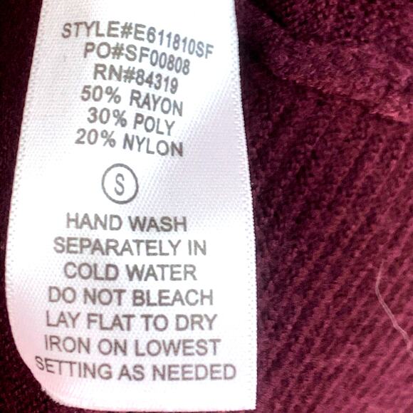 Evolution By Cyrus Myna Cardigan Women Small Burgundy Red Open Front Long Sleeve - Picture 6 of 10